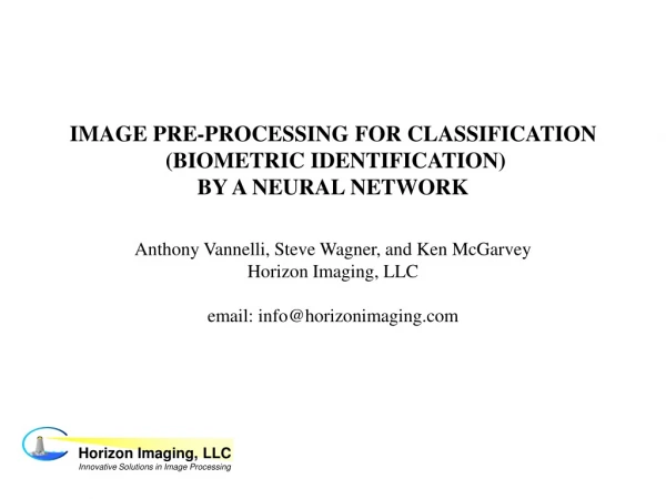 IMAGE PRE-PROCESSING FOR CLASSIFICATION (BIOMETRIC IDENTIFICATION) BY A NEURAL NETWORK