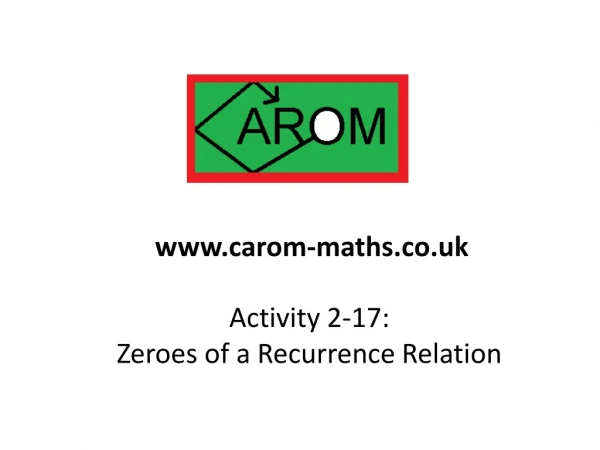 Activity 2-17: Zeroes of a Recurrence Relation