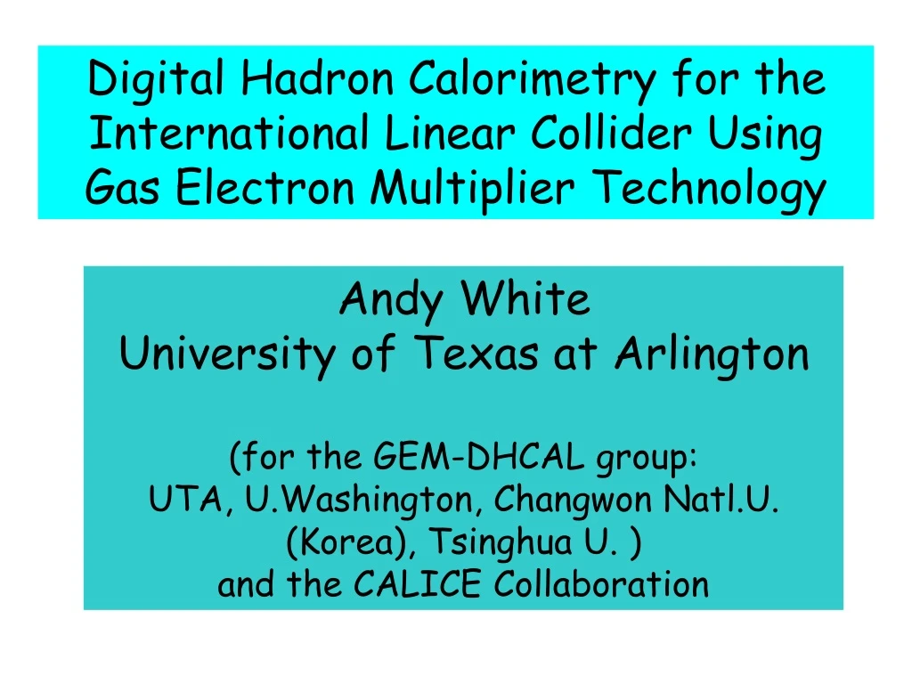 digital hadron calorimetry for the international