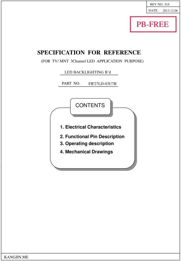 SPECIFICATION FOR REFERENCE