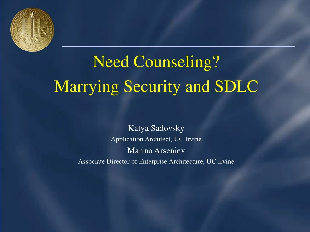 need counseling marrying security and sdlc katya