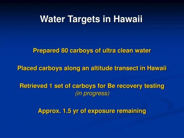 Water Targets in Hawaii
