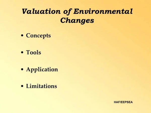 Valuation of Environmental Changes