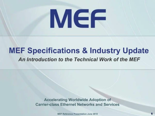 MEF Specifications Industry Update