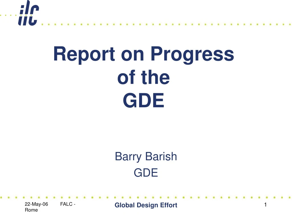 report on progress of the gde