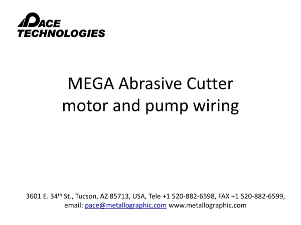MEGA Abrasive Cutter motor and pump wiring