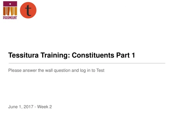 Tessitura Training: Constituents Part 1