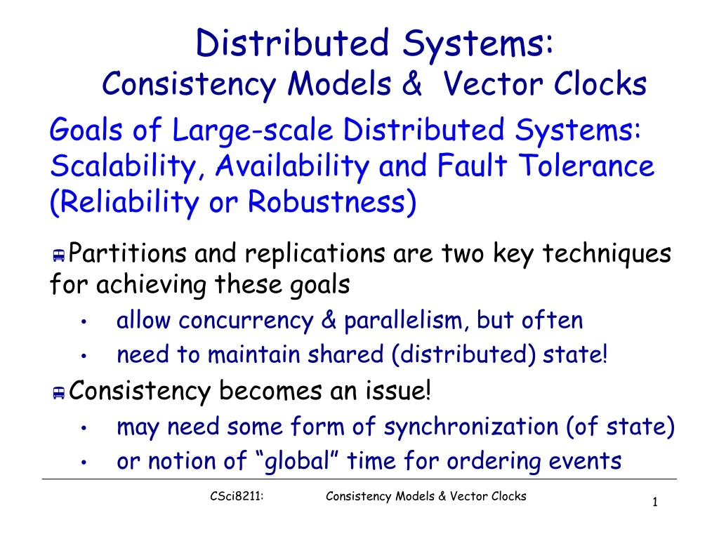 distributed systems consistency models vector clocks