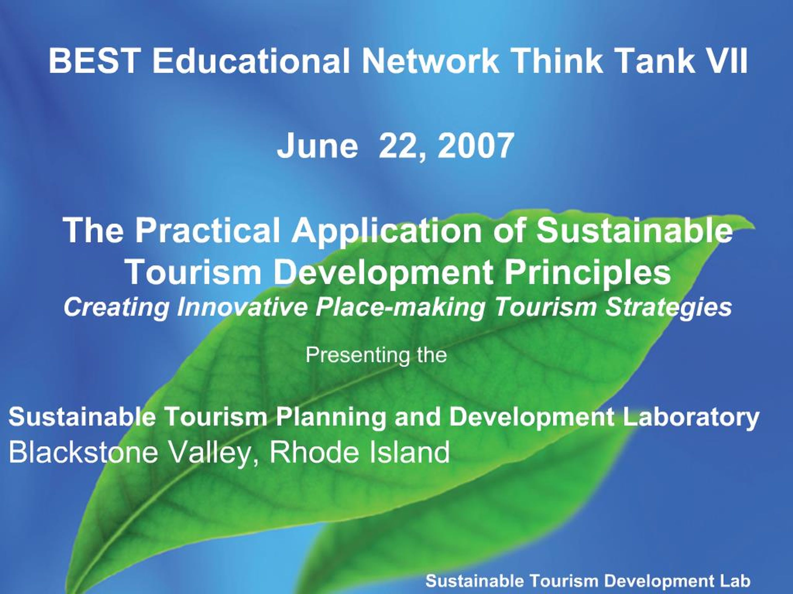 PPT - Sustainable Tourism Planning and Development Laboratory ...