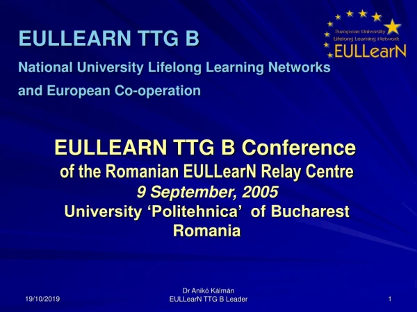 EULLEARN TTG B National University Lifelong Learning Networks and European Co-operation