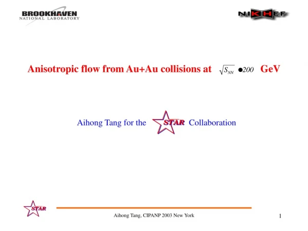 Anisotropic flow from Au+Au collisions at GeV