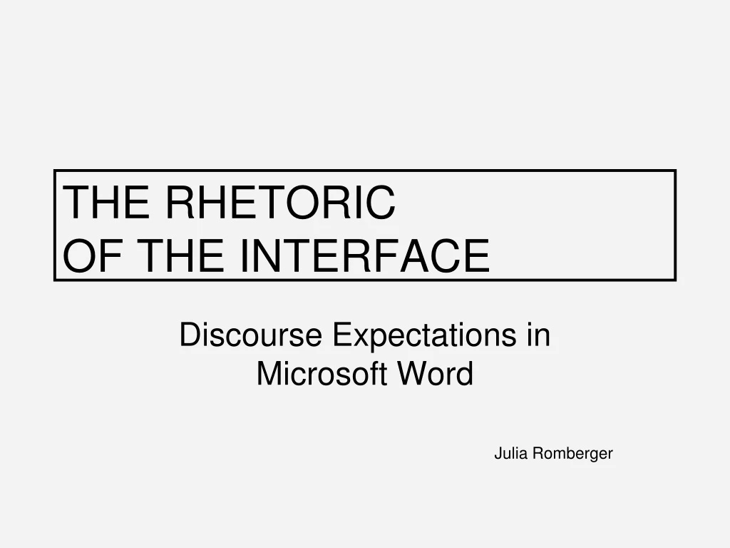 the rhetoric of the interface