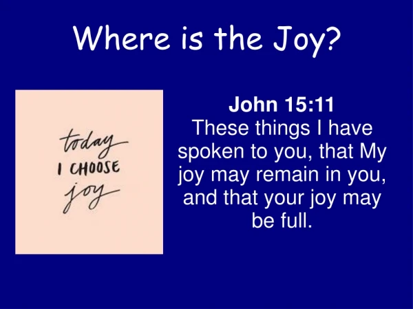 Where is the Joy?