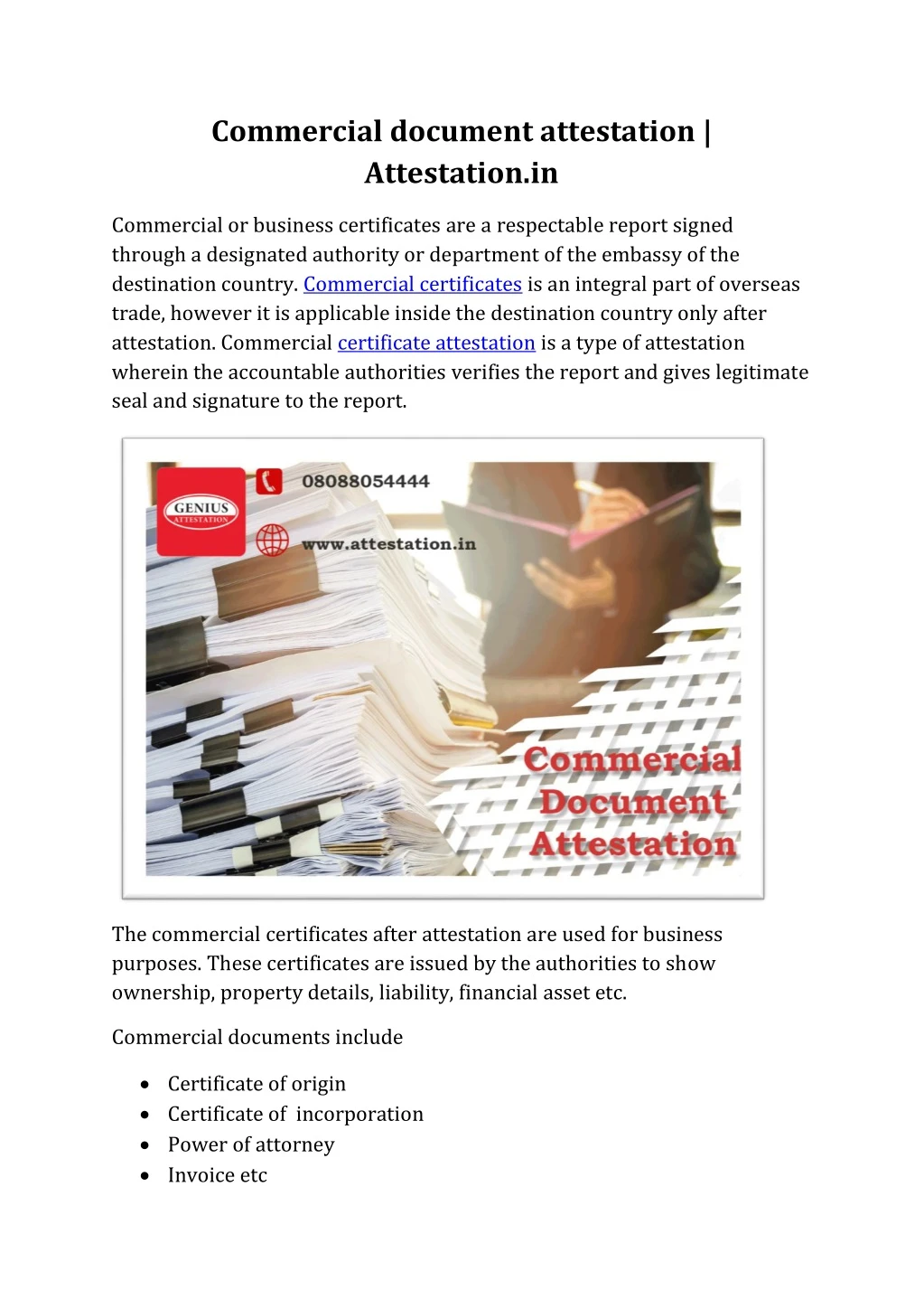 commercial document attestation attestation in