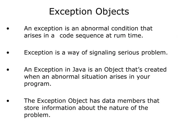 Exception Objects