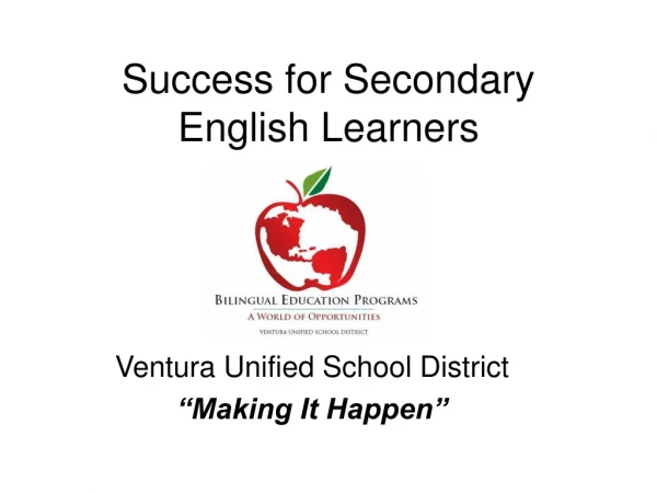 Success for Secondary English Learners