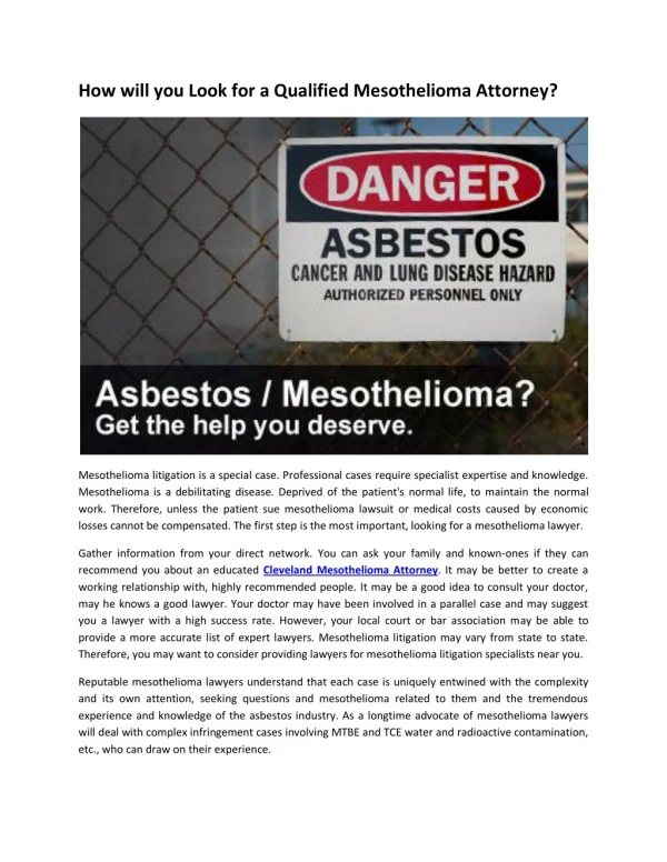 Qualified Mesothelioma Attorney