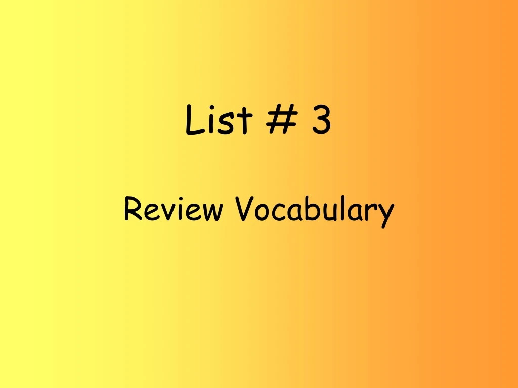 list 3 review vocabulary