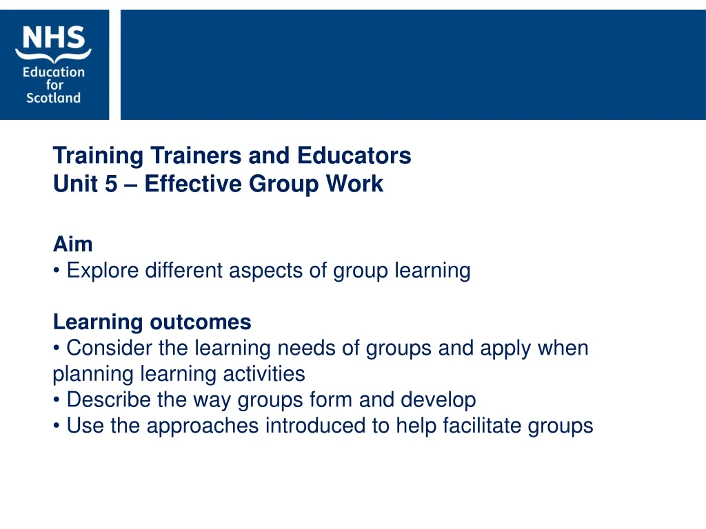 training trainers and educators unit 5 effective