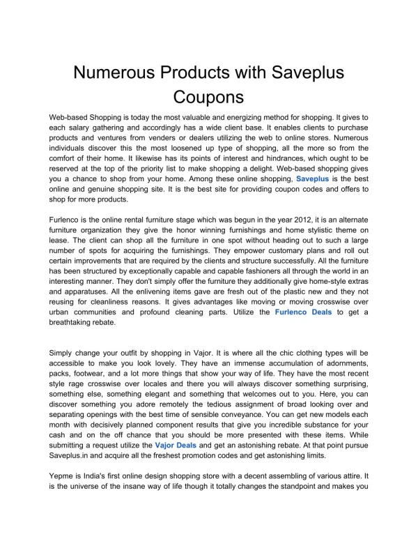 Numerous Products with Saveplus Coupons