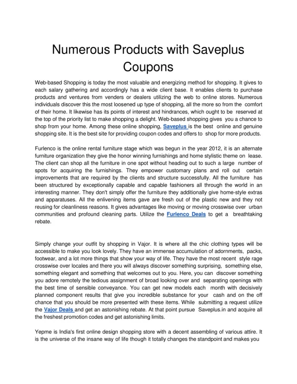 Numerous Products with Saveplus Coupons