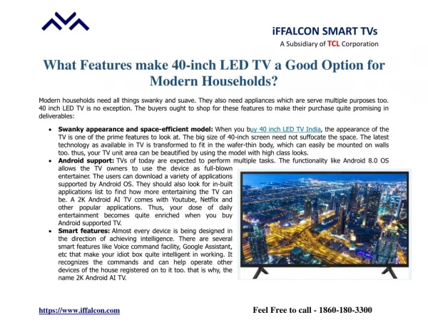 What Features Make 40-Inch LED TV A Good Option For Modern Households?