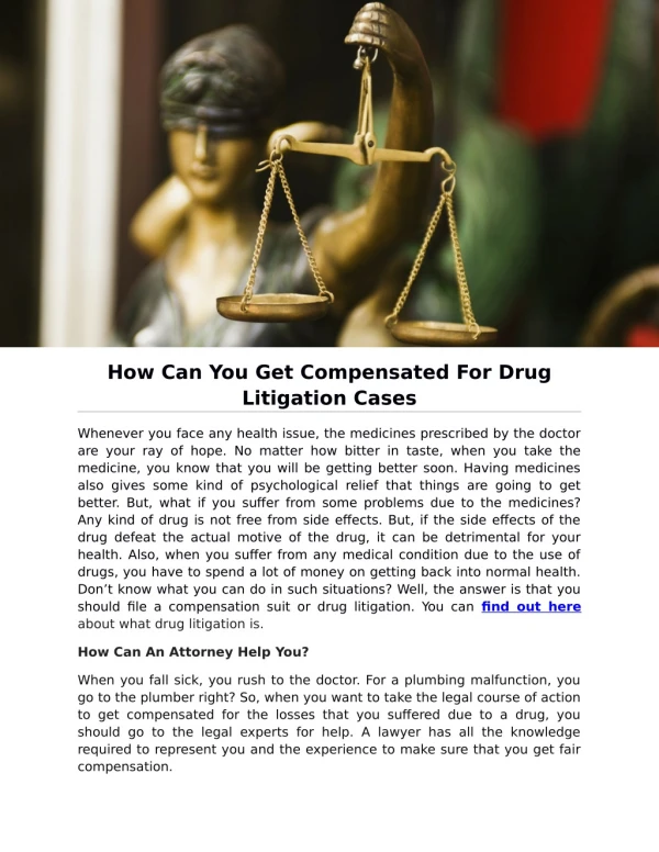 How Can You Get Compensated For Drug Litigation Cases