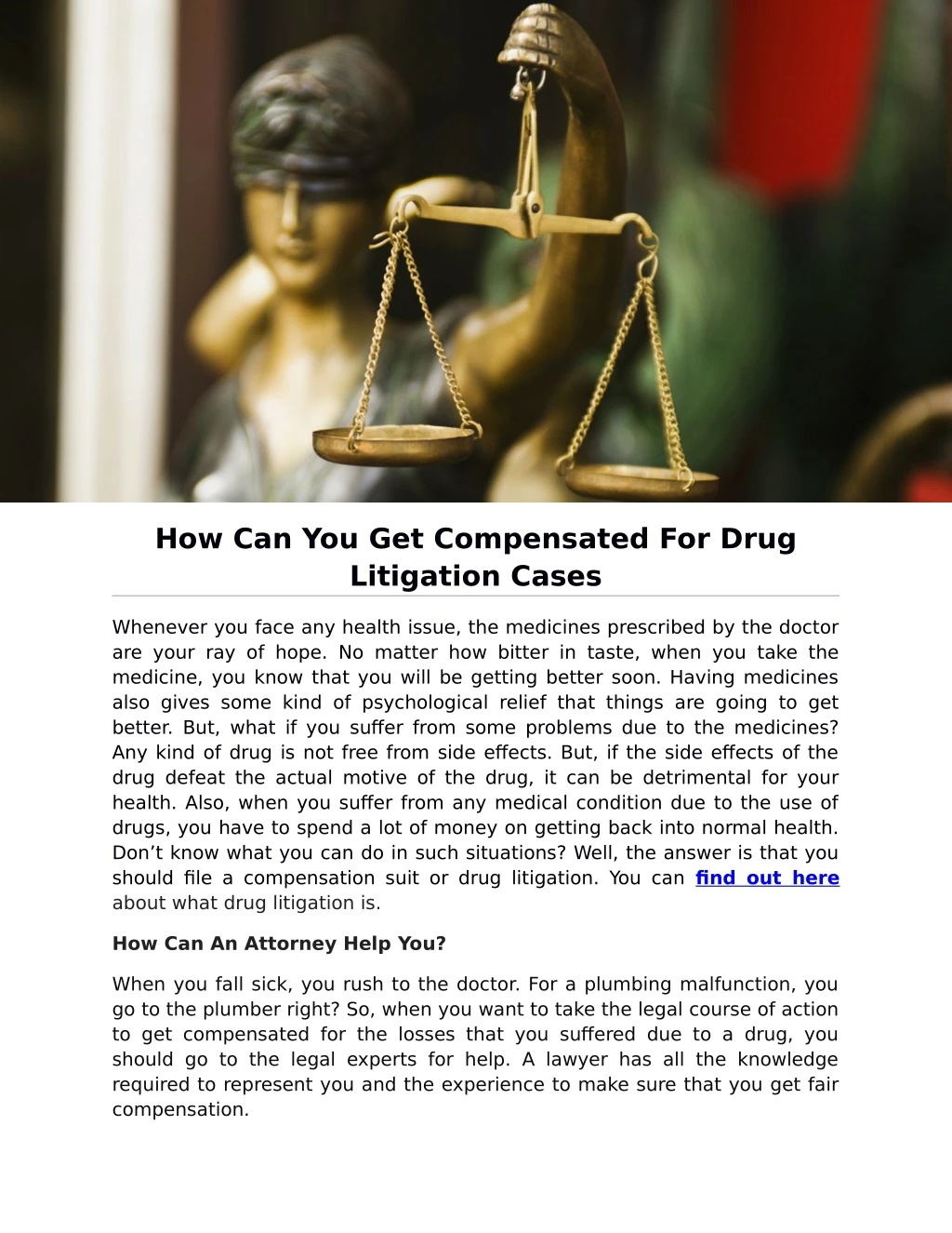 how can you get compensated for drug litigation