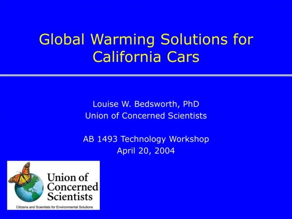 Global Warming Solutions for California Cars