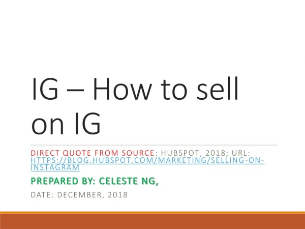 IG – How to sell on IG