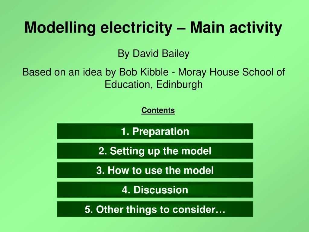 modelling electricity main activity