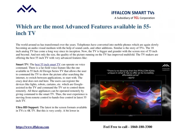 Which Are The Most Advanced Features Available In 55 Inch TV?