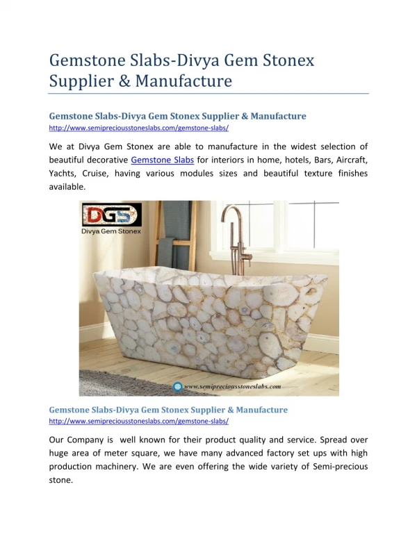 Gemstone Slabs-Divya Gem Stonex Supplier & Manufacture