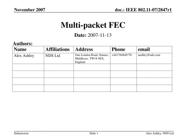 Multi-packet FEC