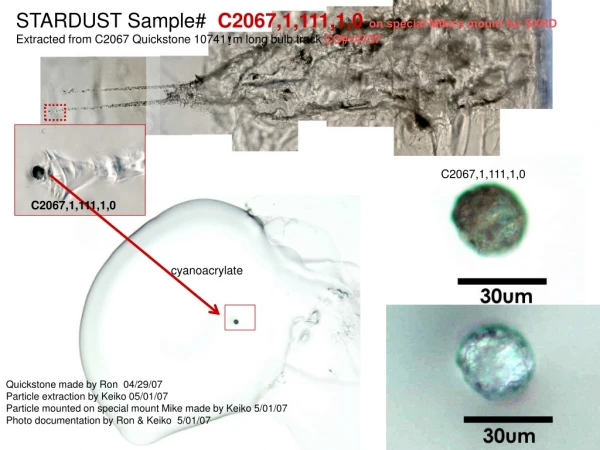 STARDUST Sample# C2067,1,111,1,0 on special Mike’s mount for SXRD