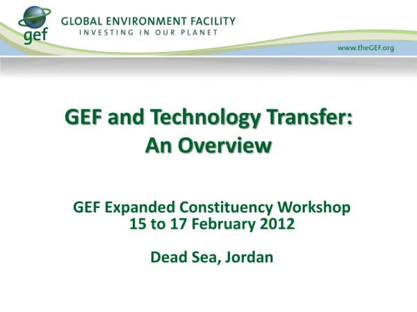 GEF and Technology Transfer: An Overview