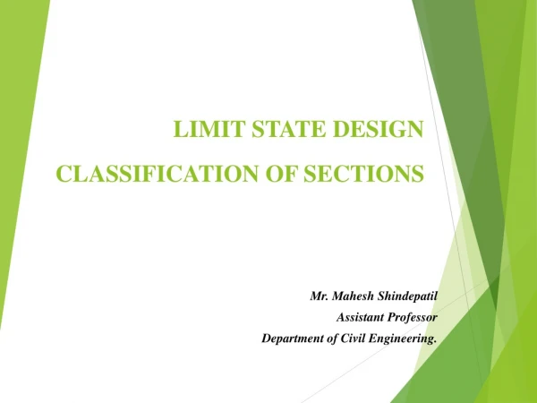 LIMIT STATE DESIGN CLASSIFICATION OF SECTIONS