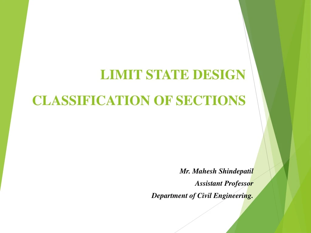 limit state design classification of sections