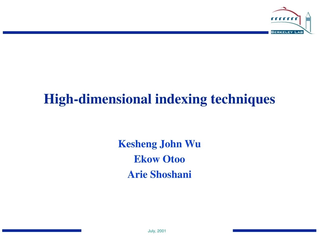 high dimensional indexing techniques