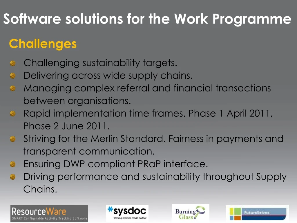 software solutions for the work programme