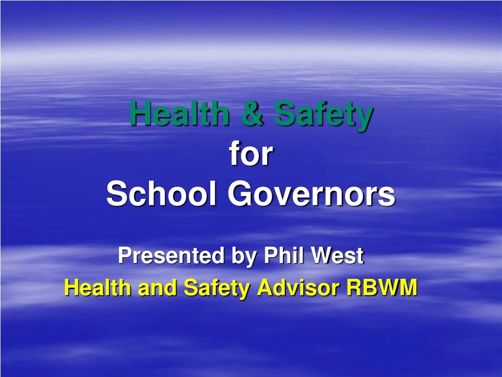 health safety for school governors