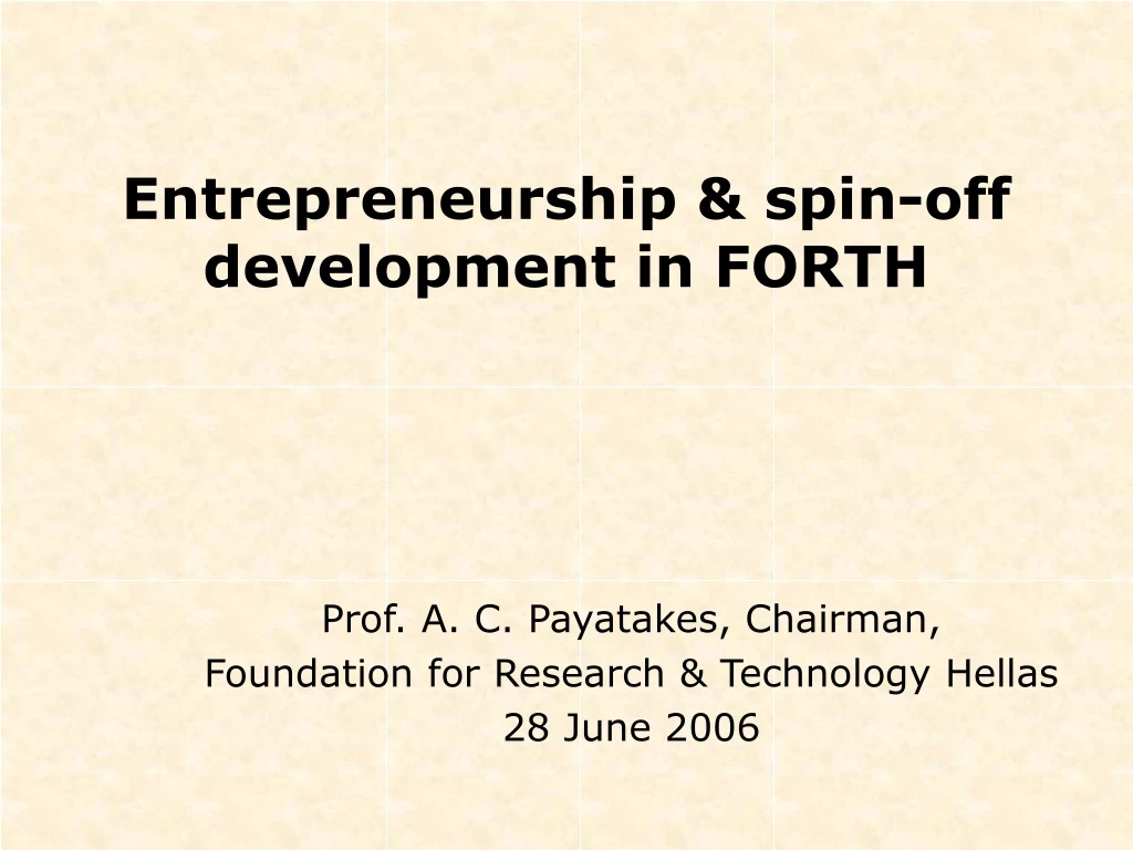 entrepreneurship spin off development in forth