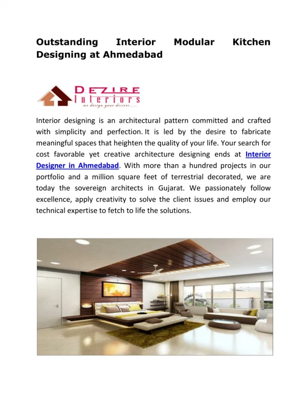 Outstanding Interior Modular Kitchen Designing at Ahmedabad
