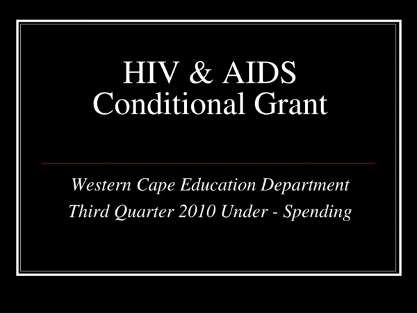 HIV &amp; AIDS Conditional Grant