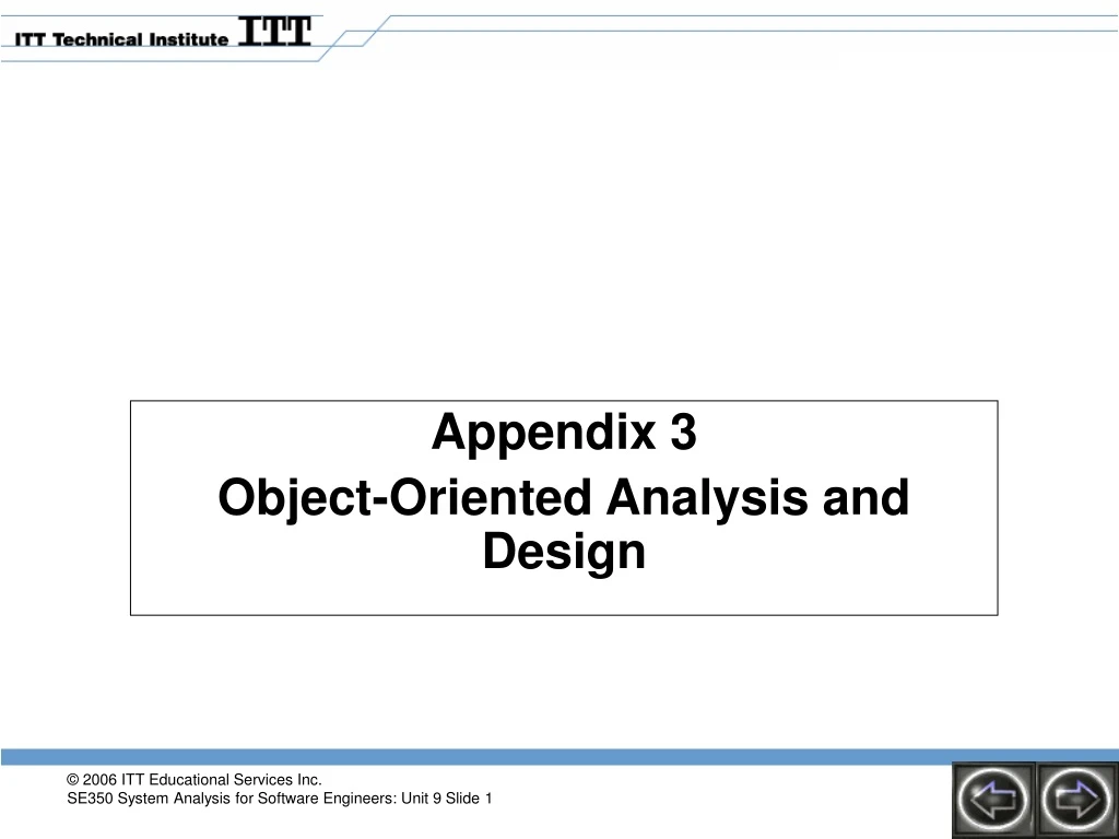 appendix 3 object oriented analysis and design