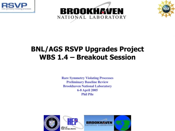 BNL/AGS RSVP Upgrades Project WBS 1.4 – Breakout Session