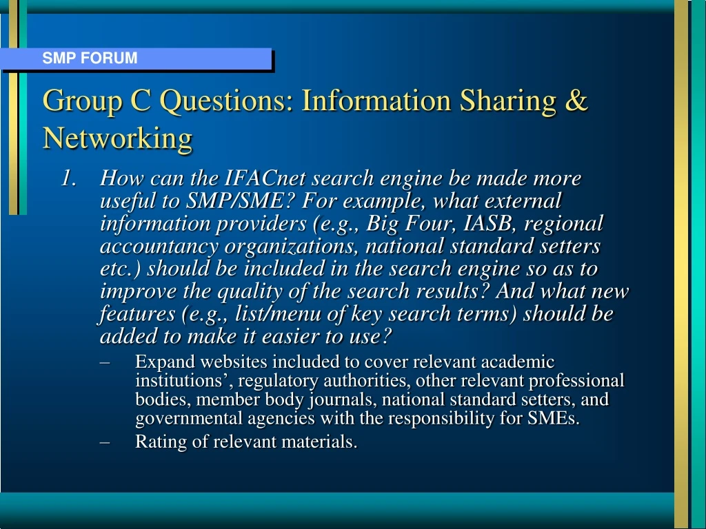 group c questions information sharing networking