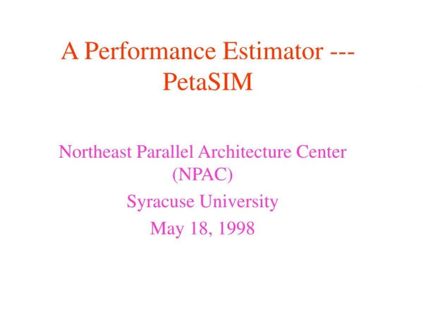 A Performance Estimator --- PetaSIM