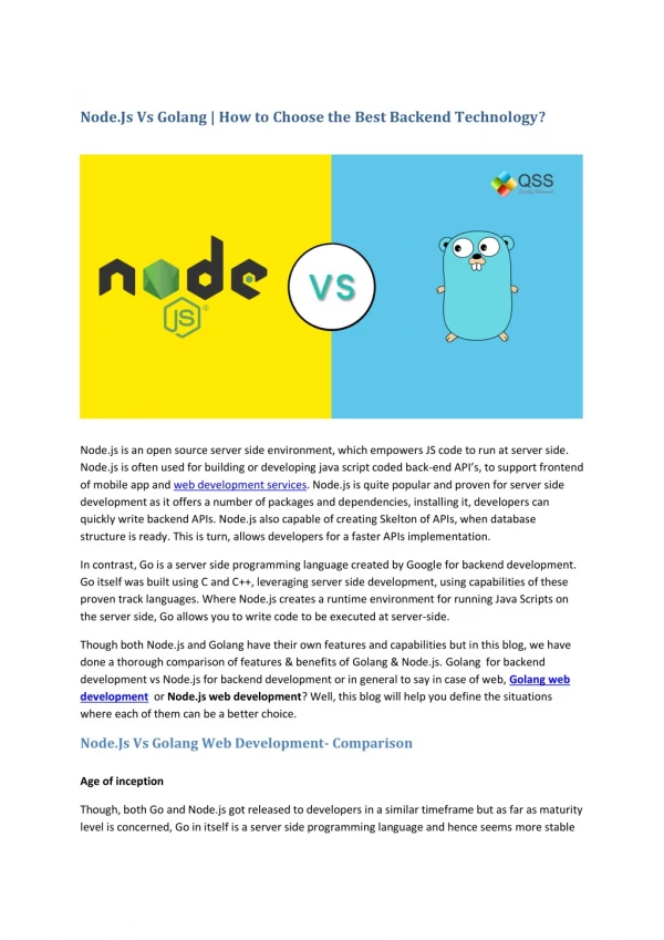 Node.Js Vs Golang | How to Choose the Best Backend Technology?
