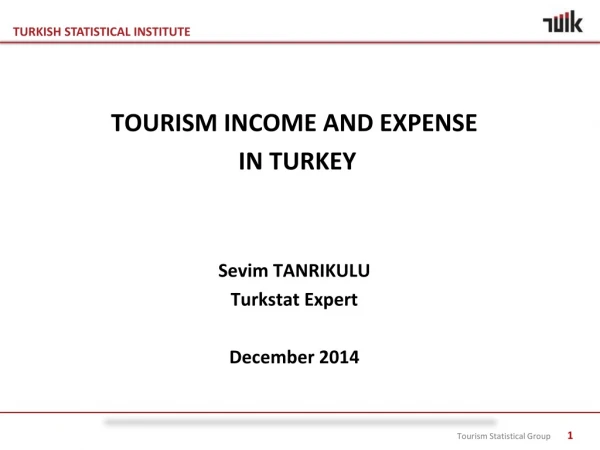TOURISM INCOME AND EXPEN SE IN TURKEY Sevim TANRIKULU Turkstat Expert December 2014